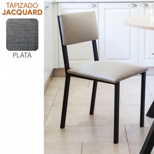 Silla Comedor Sil-car Nilo Jacq Plata Caño 30x20 Negro Mate