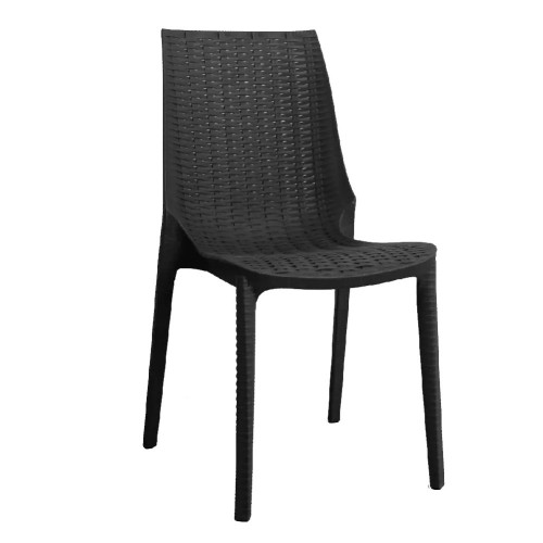 Silla Plástica Quality Harmony Simil Ratán Negra