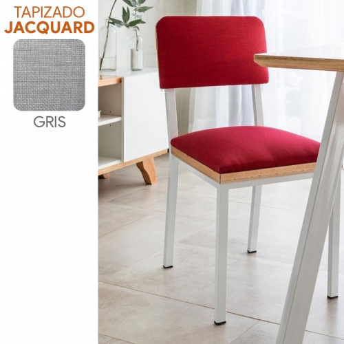 Silla Comedor Sil-car Tinca Jacq Gris Caño 30x20 Blanco Brill