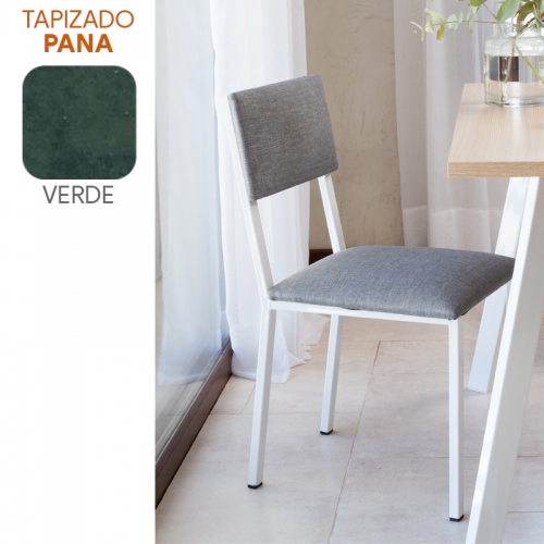 Silla Comedor Sil-car Nilo Pana Verde Caño 30x20 Blanco Brill