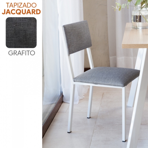 Silla Comedor Sil-car Nilo Jacq Grafito Caño 30x20 Blanco Brill