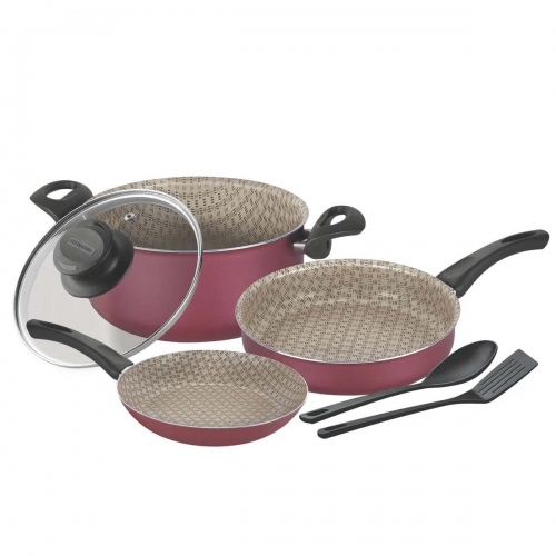 Set Batería De Cocina Tramontina Paris 6 Piezas Rojo