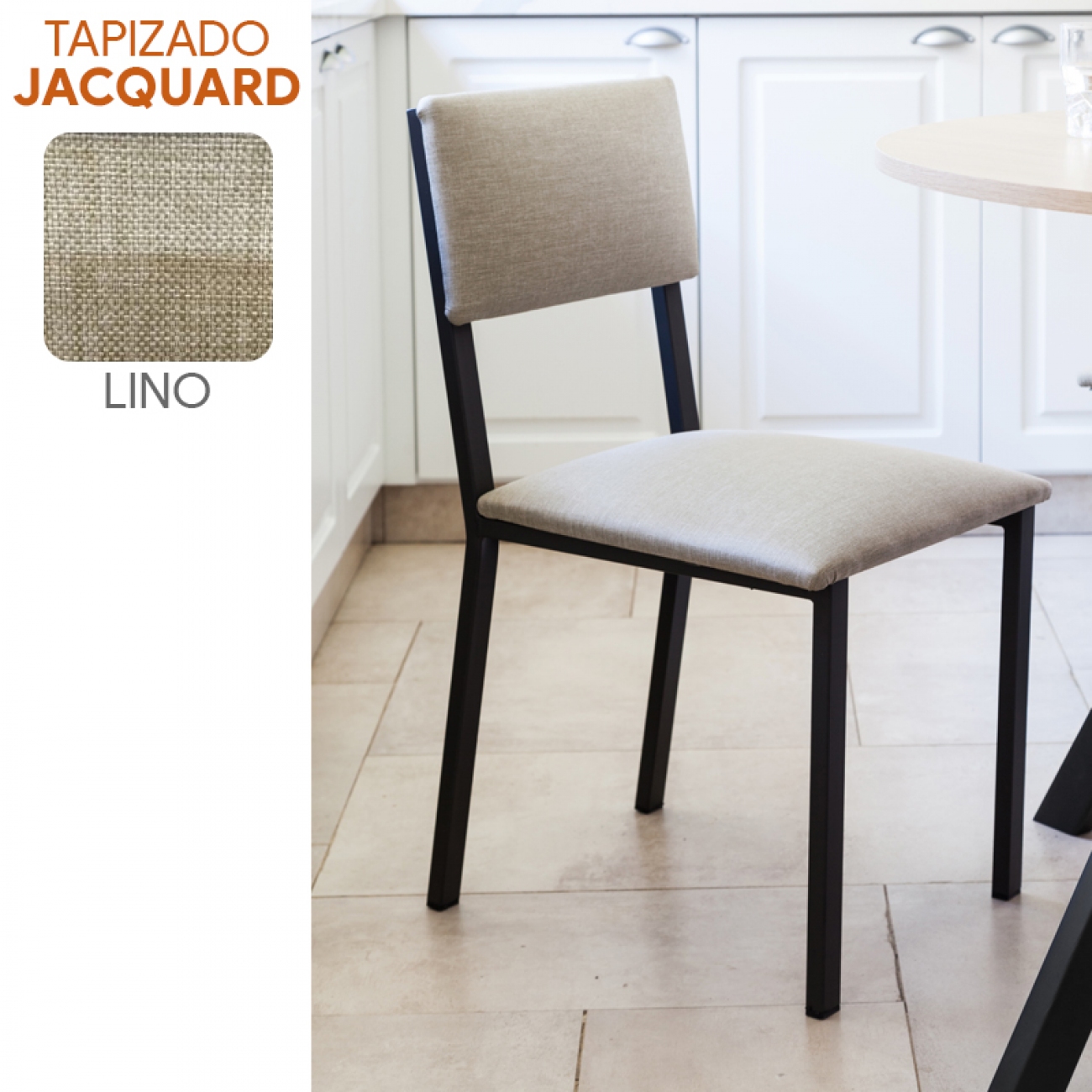 Imagen Silla Comedor Sil-car Nilo Jacq Lino Caño 30x20 Negro Mate