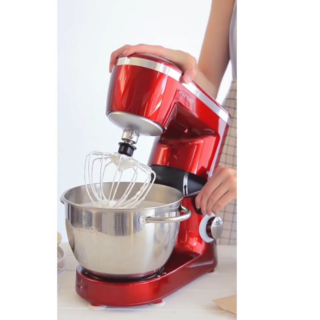 Imagen Batidora Con Bowl Inox Peabody Pe-bm110 1000w 4l 4 Acces Roja