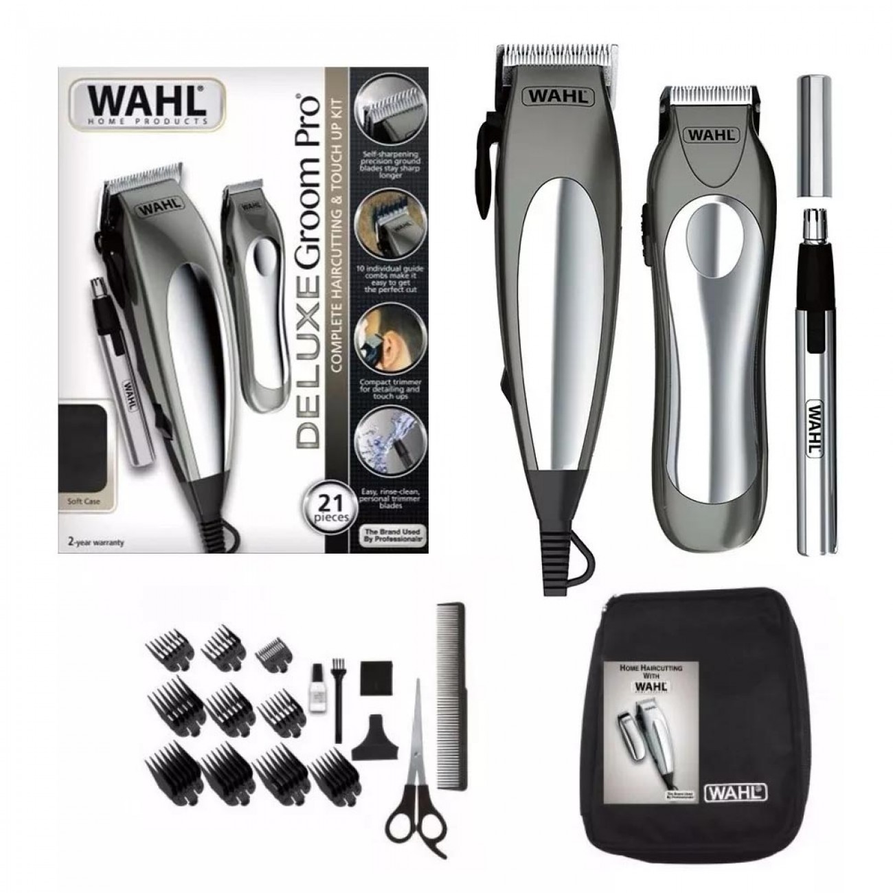 Imagen Kit Combo Cortadora De Pelo Wahl Deluxe Groom Pro + Trimmer