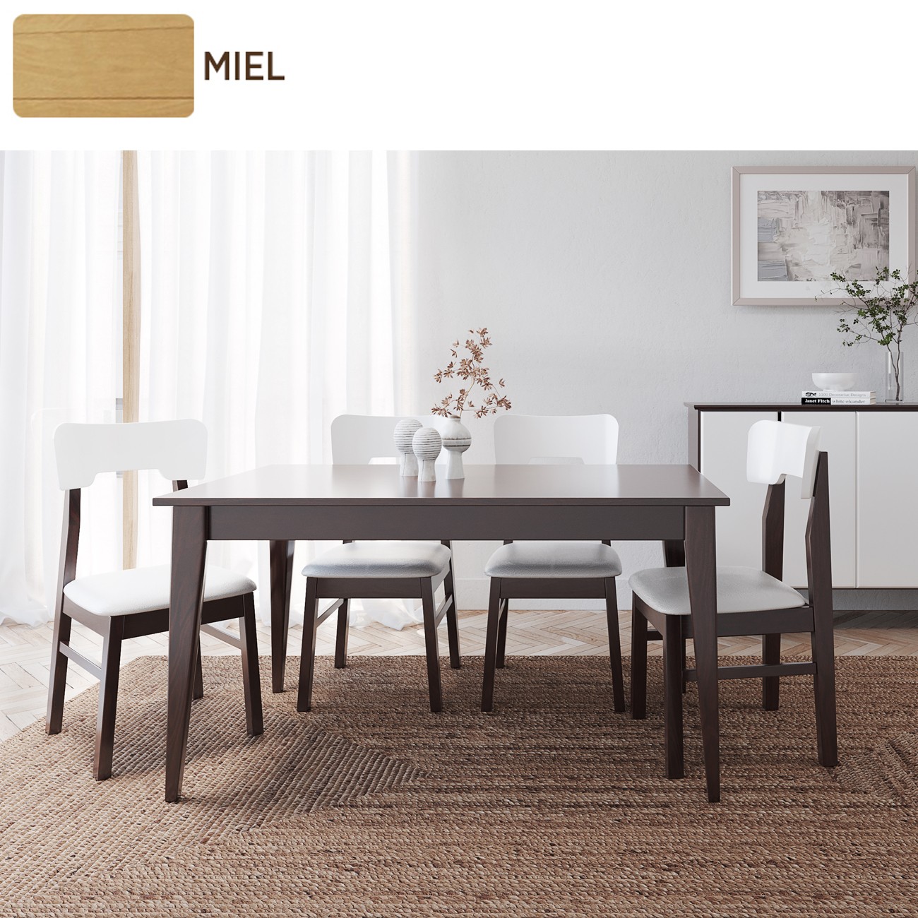 Imagen Mesa Comedor Inmacol 149 Escandinava 180x90 Madera Maciza Miel