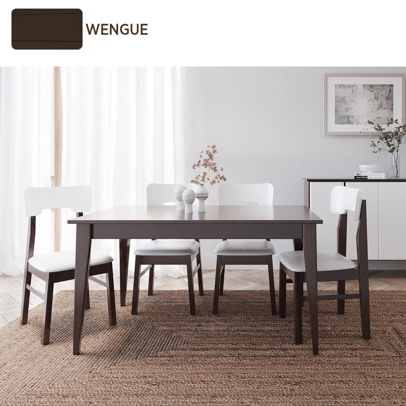 Imagen Mesa Comedor Inmacol 149 Escandinava 180x90 Madera Maciza Wengue