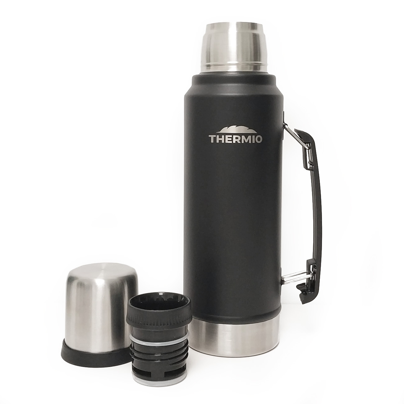 Imagen Combo Termo Thermio Classic 1l + Mate Y Bombilla Acero Negro