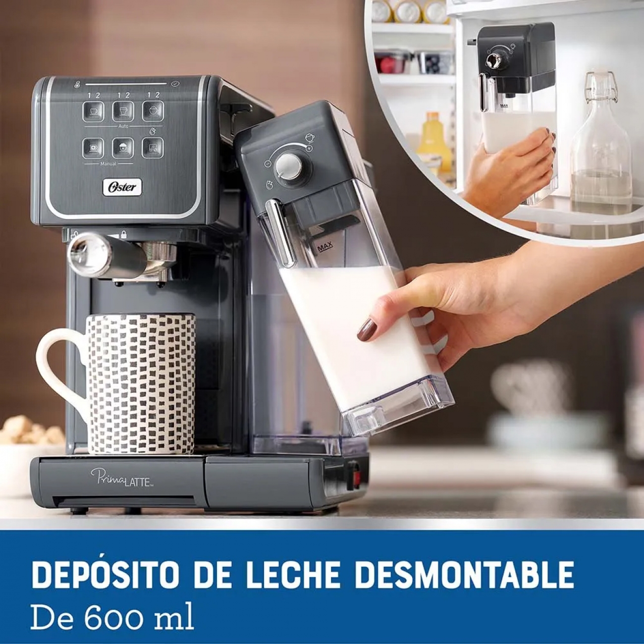 Imagen Cafetera Expreso Oster Bvstem6801 19 Bar Para Cápsulas Negra