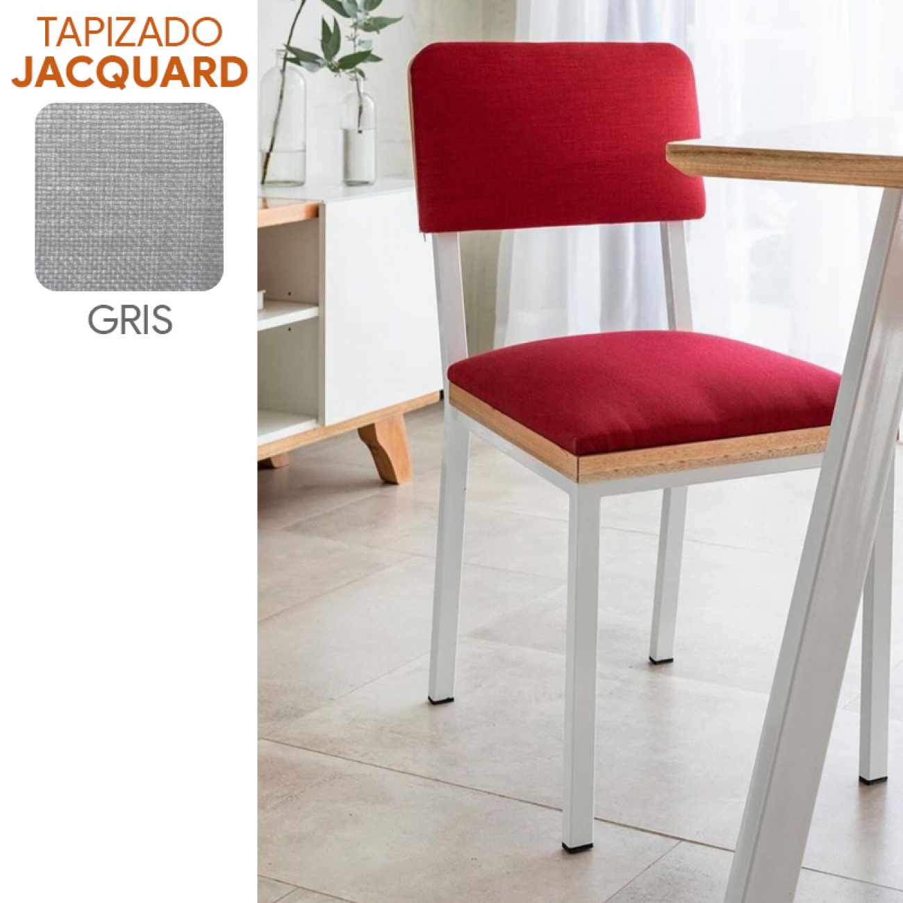 Imagen Silla Comedor Sil-car Tinca Jacq Gris Caño 30x20 Blanco Brill