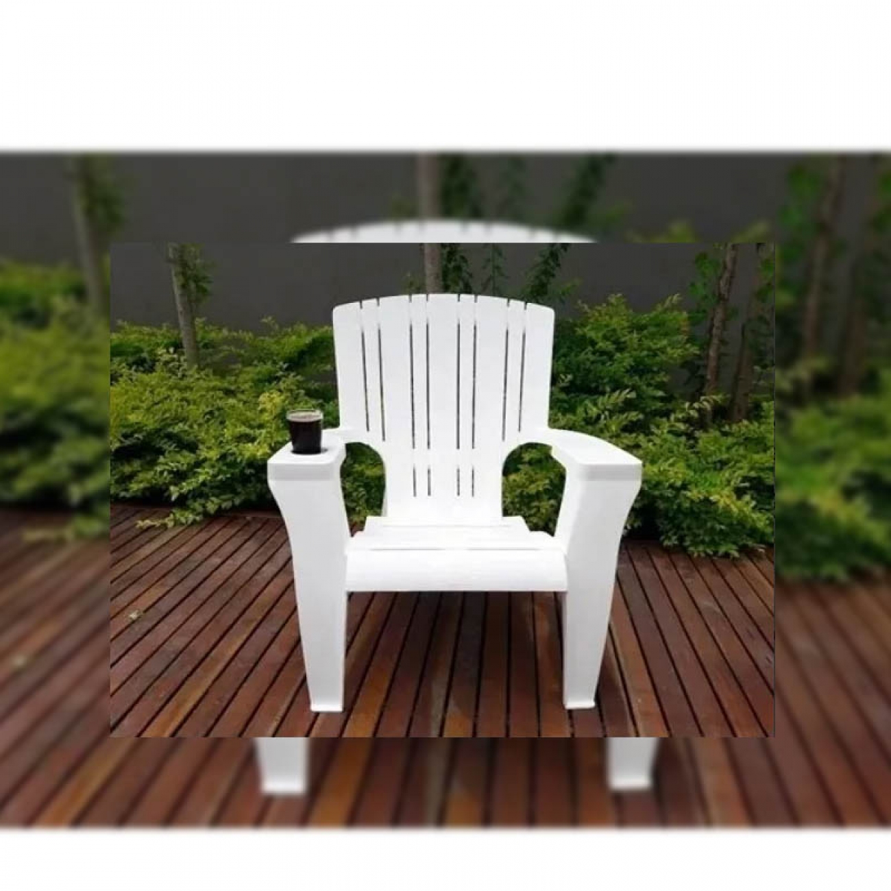 Imagen Sillón Plástico De Jardín Quality Caribe Posavaso Blanco