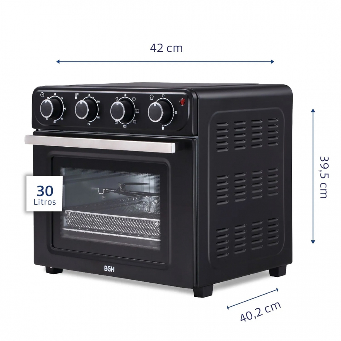 Imagen Horno Eléctrico Y Freidora De Aire Bgh Bhe30fn24t 30l Negro