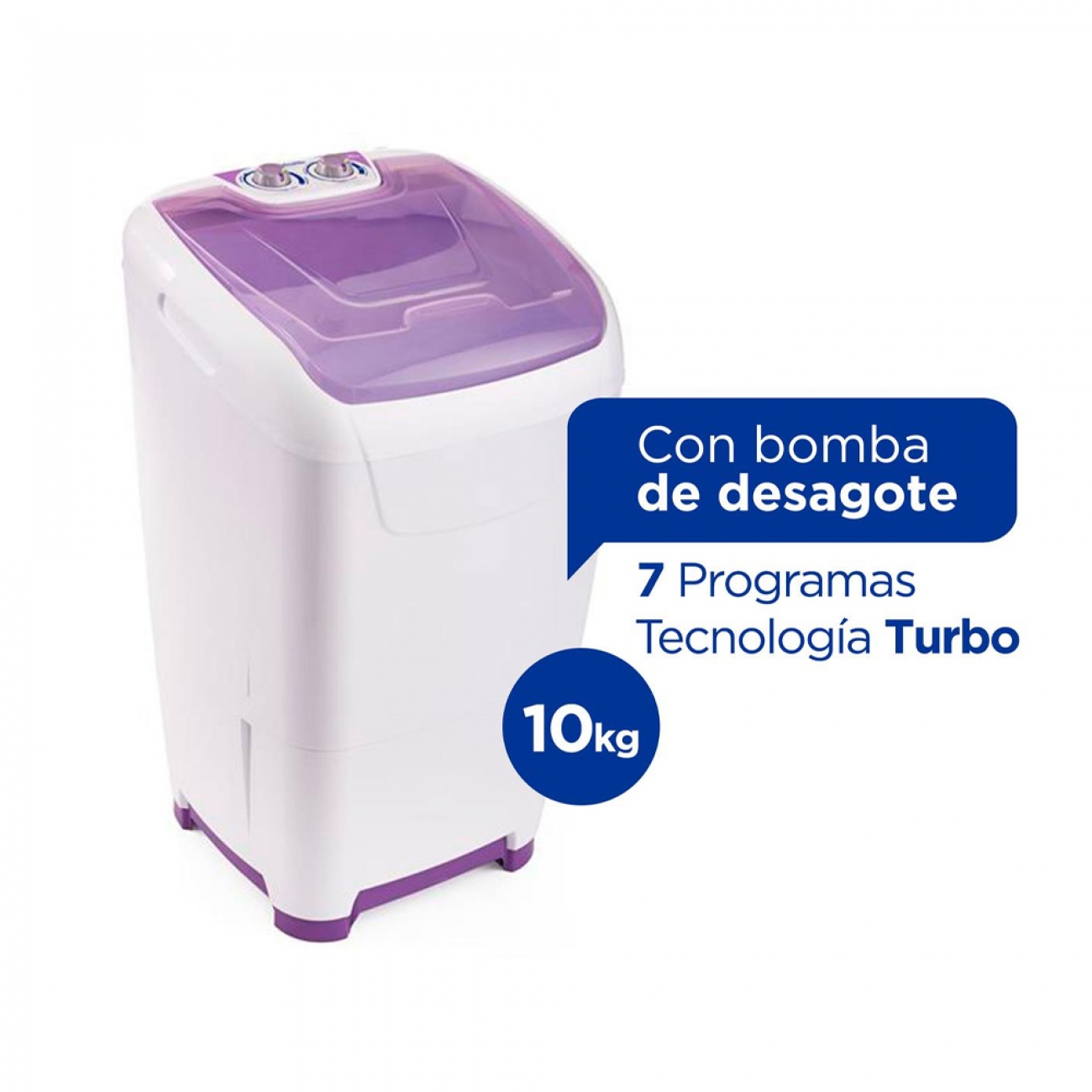 Imagen Lavarropas Semiautomatico Columbia Lsc10001 10 Kg 7 Prog