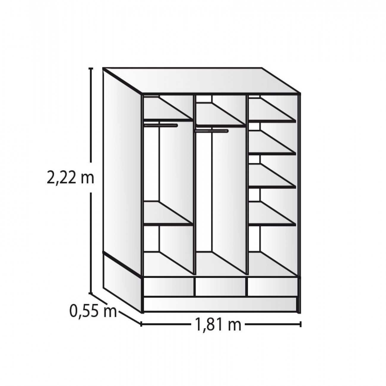 Imagen Placard Ropero Platinum 633 1,80 Mts Puerta Corrediza Tabaco