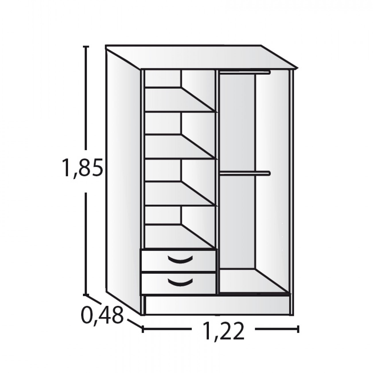 Imagen Placard Ropero Platinum Modelo 914 1,2mts  Gris