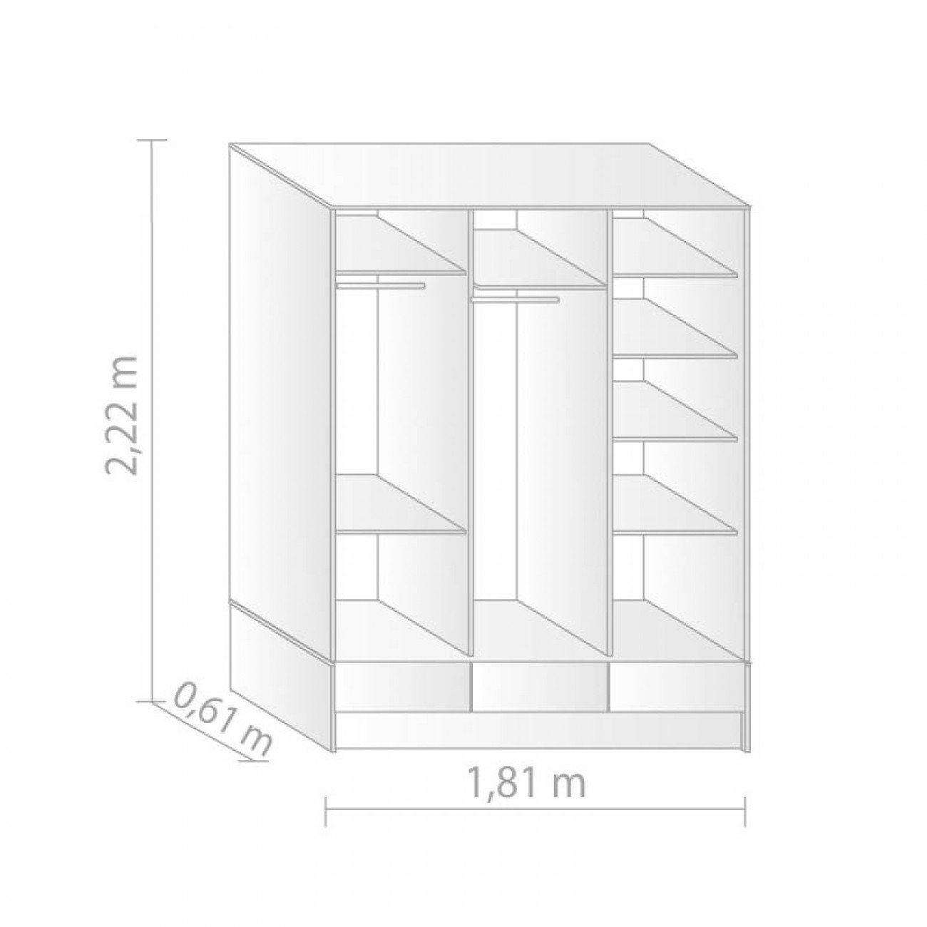 Imagen Placard Ropero Platinum 635 1,8 Mts Puertas Corredizas Tabaco